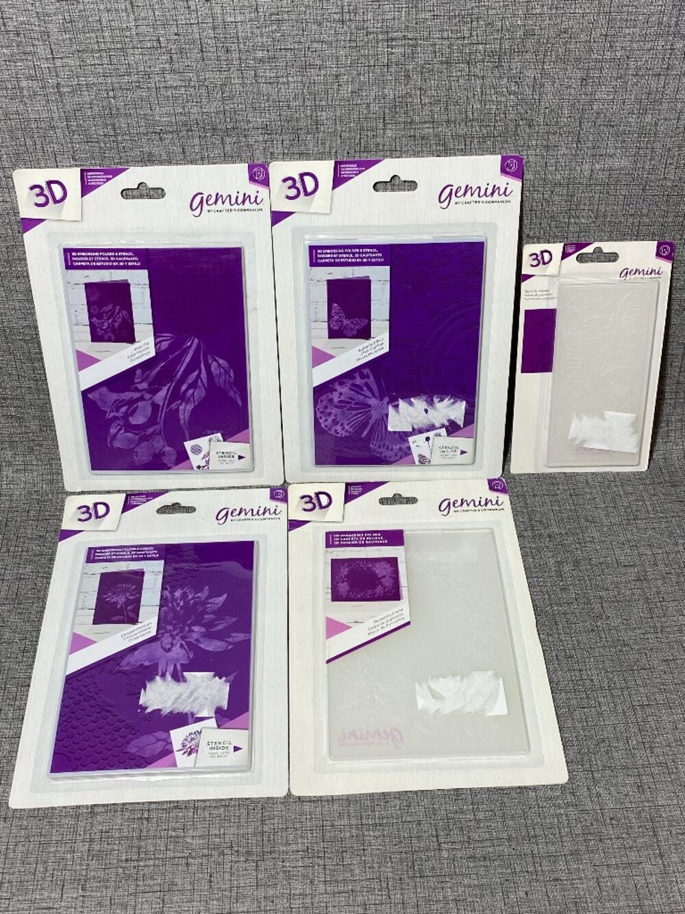 Crafter's Companion 5x7 3D Embossing Folder Lot - NEW